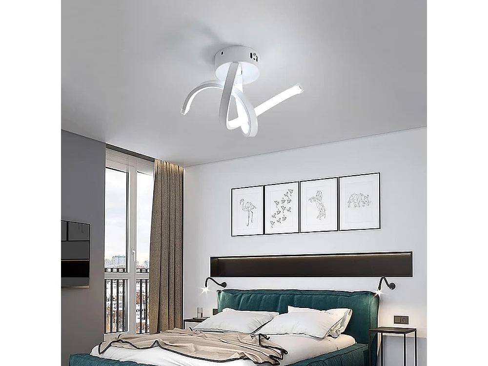 Plafonnier led moderne incurvé, blanc, 31*19cm, 18w, en acrylique, lumière blanc 6000k