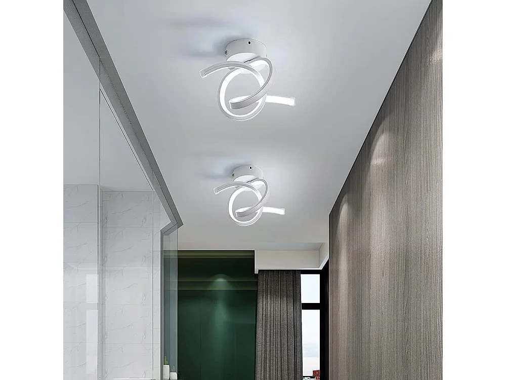 Plafonnier led moderne incurvé, blanc, 31*19cm, 18w, en acrylique, lumière blanc 6000k