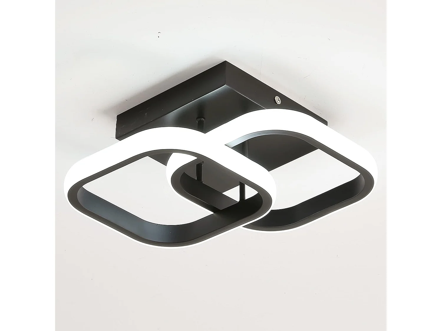 Plafonnier led moderne carré croisé, noir, 24*24*9.5cm, en acrylique, 22w 2550lm