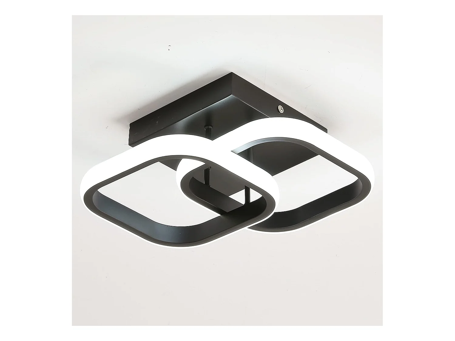 Plafonnier led moderne carré croisé, noir, 24*24*9.5cm, en acrylique, 22w 2550lm
