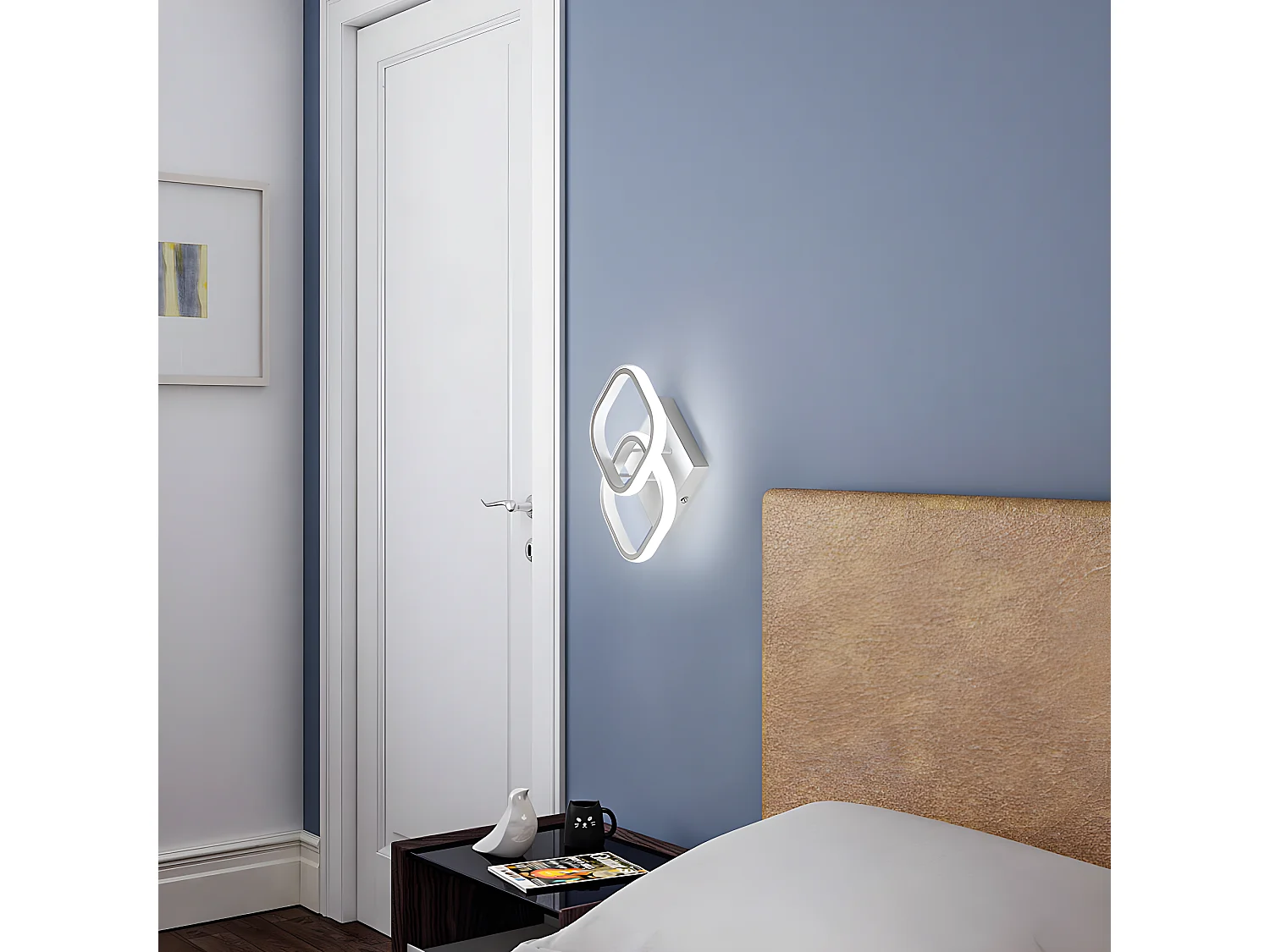 Plafonnier led 22w moderne carré, blanc, 24*24*9.5cm, en métal, blanc froid 6000k