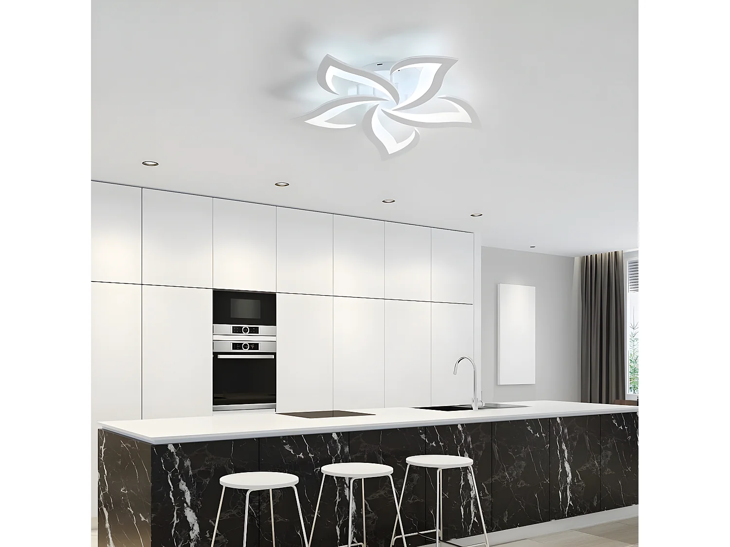 Plafonnier led moderne de pétale, blanc, 60*60*8cm, 60w 4500lm, en métal, pour chambre