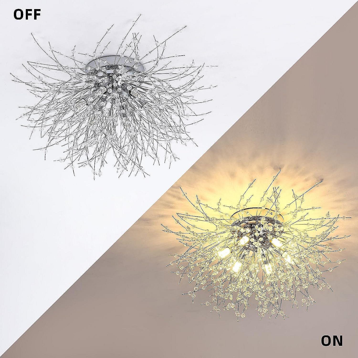 Plafonnier led moderne 5 bandes - argenté - 52*52*12cm - 35W- en
