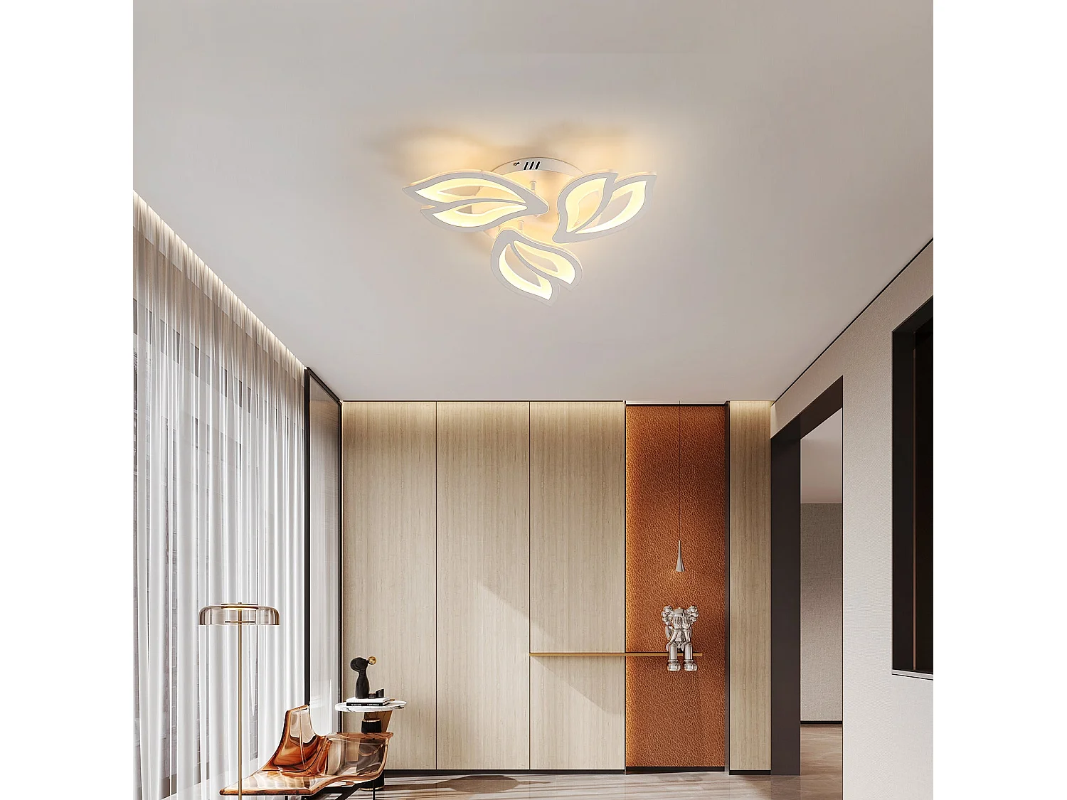 Moderne LED-Deckenleuchte, weiß, weiß, 50 x 50 x 8 cm, 45 W, 4500 lm, warmweiß 3000 K