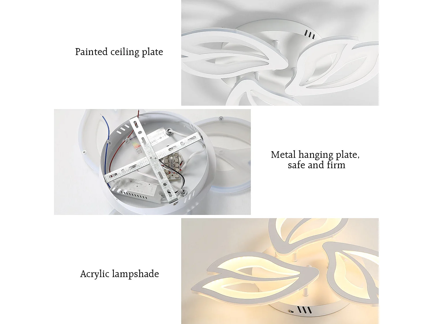 Moderne LED-Deckenleuchte, weiß, weiß, 50 x 50 x 8 cm, 45 W, 4500 lm, warmweiß 3000 K