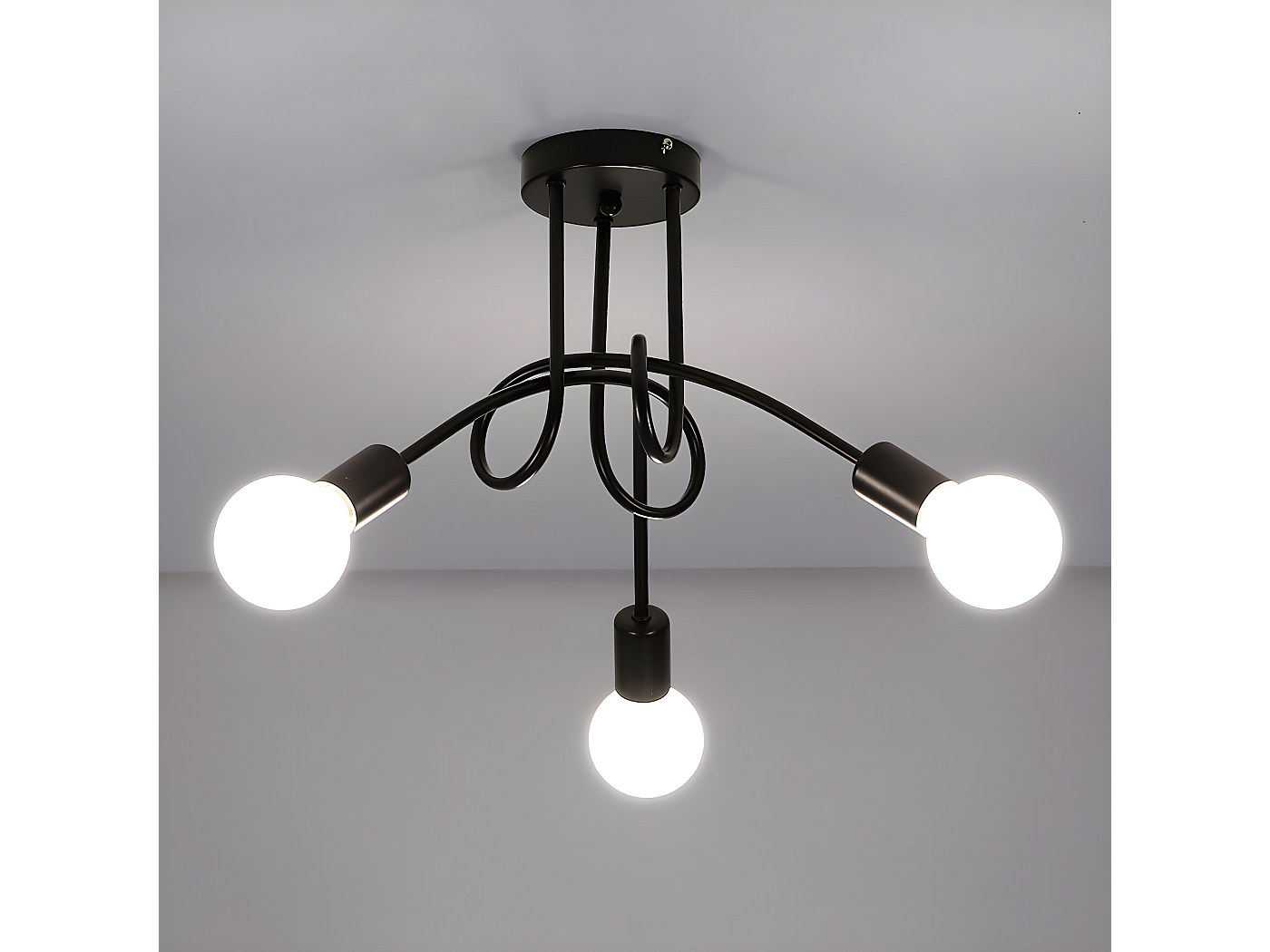 Plafonnier Industriel Vintage Noir - Suspension Métal - Éclairage Encastré Moderne - E27