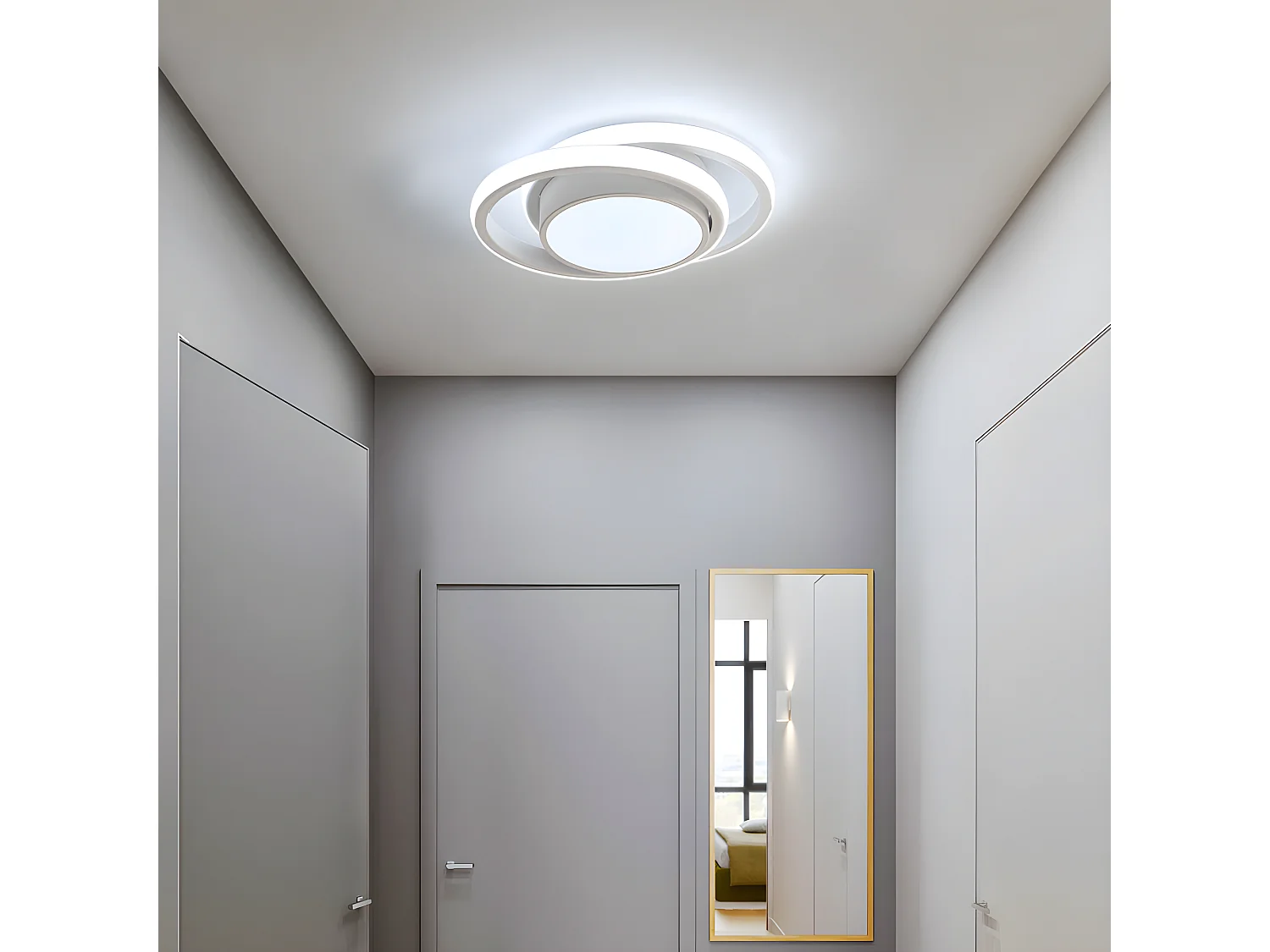 Plafonnier led rond - blanc - 27*22*6cm - en aluminium - 32w 2500lm - lumière blanc froid