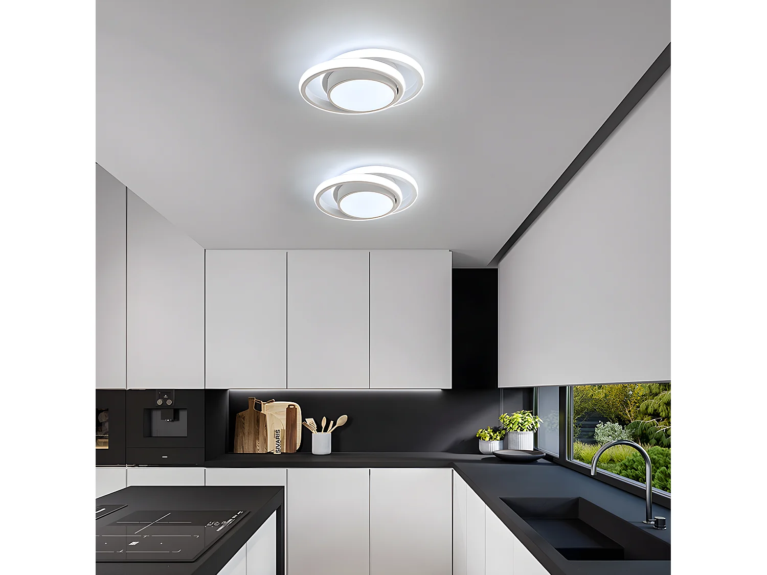 Plafonnier led rond - blanc - 27*22*6cm - en aluminium - 32w 2500lm - lumière blanc froid