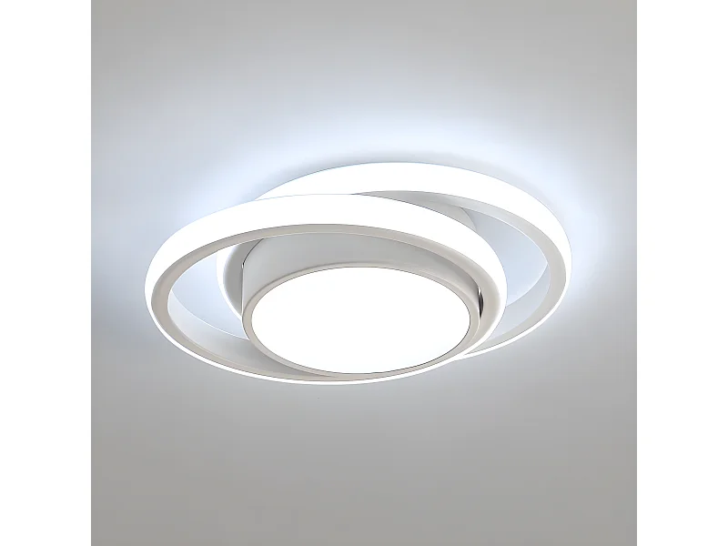 Plafonnier led rond - blanc - 27*22*6cm - en aluminium - 32w 2500lm - lumière blanc froid