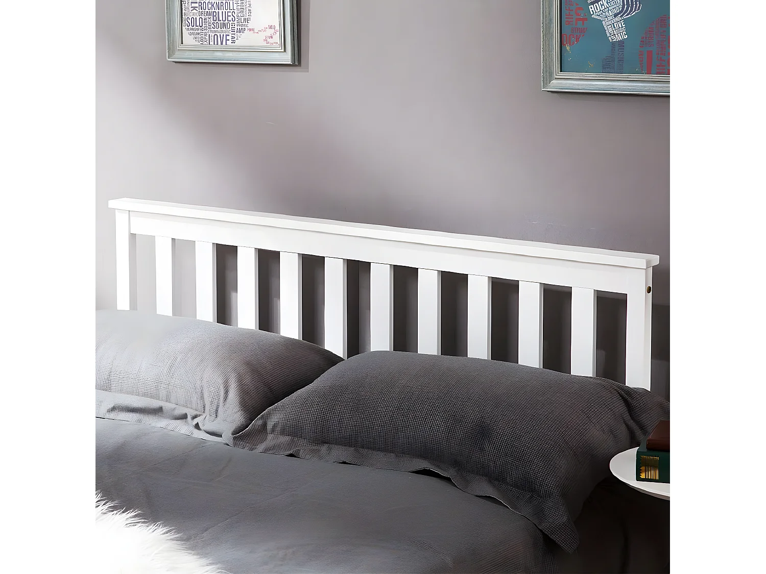 Lit adulte Lit double Lit en bois - 140 x 200 cm - blanc - Sweiko