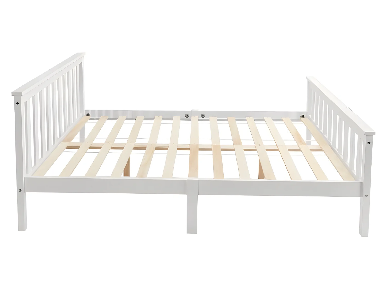 Lit adulte Lit double Lit en bois - 140 x 200 cm - blanc - Sweiko