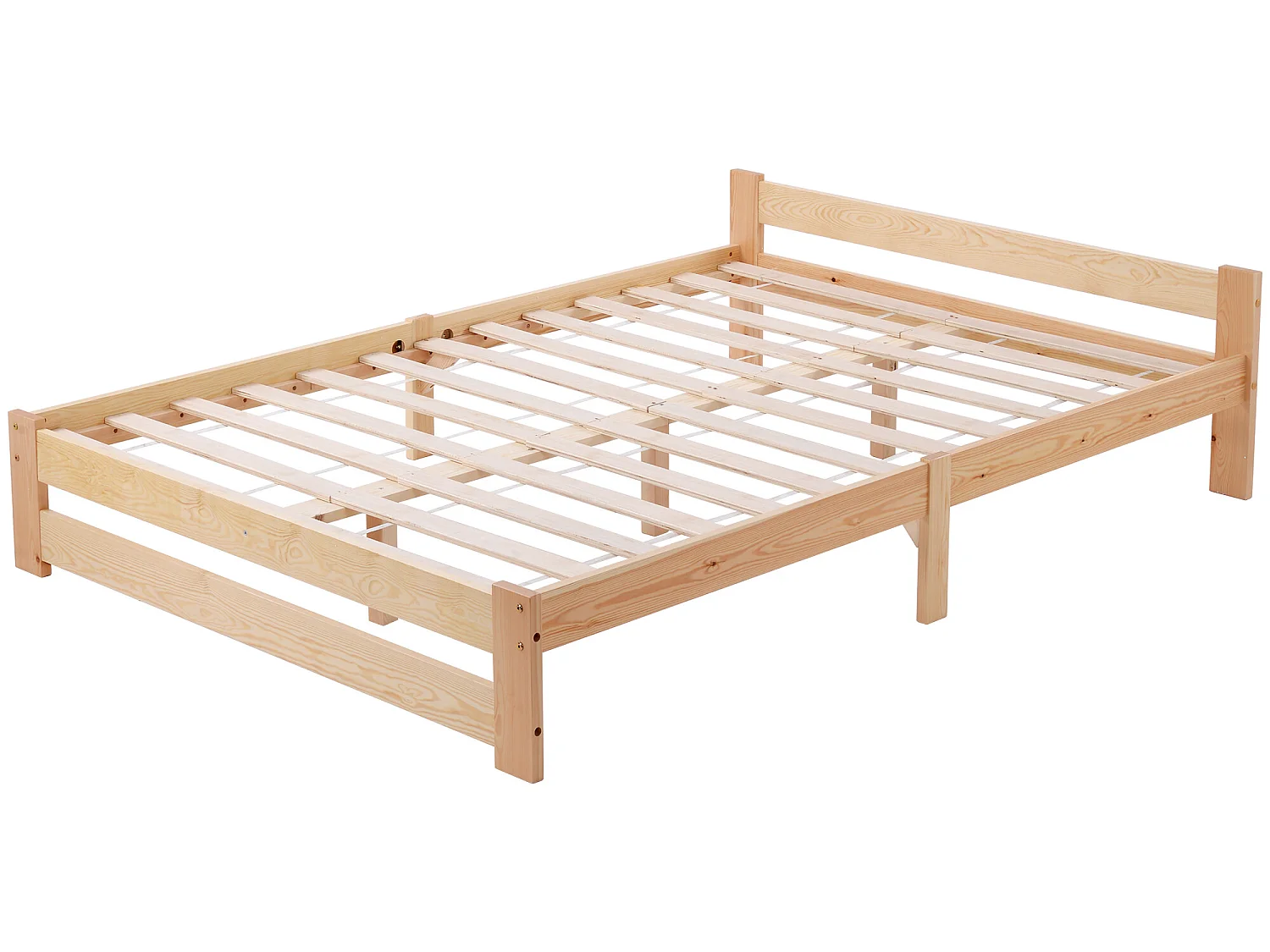 Lit adulte - avec tête de lit et sommier à lattes , Naturel 200x140 cm - Sweiko