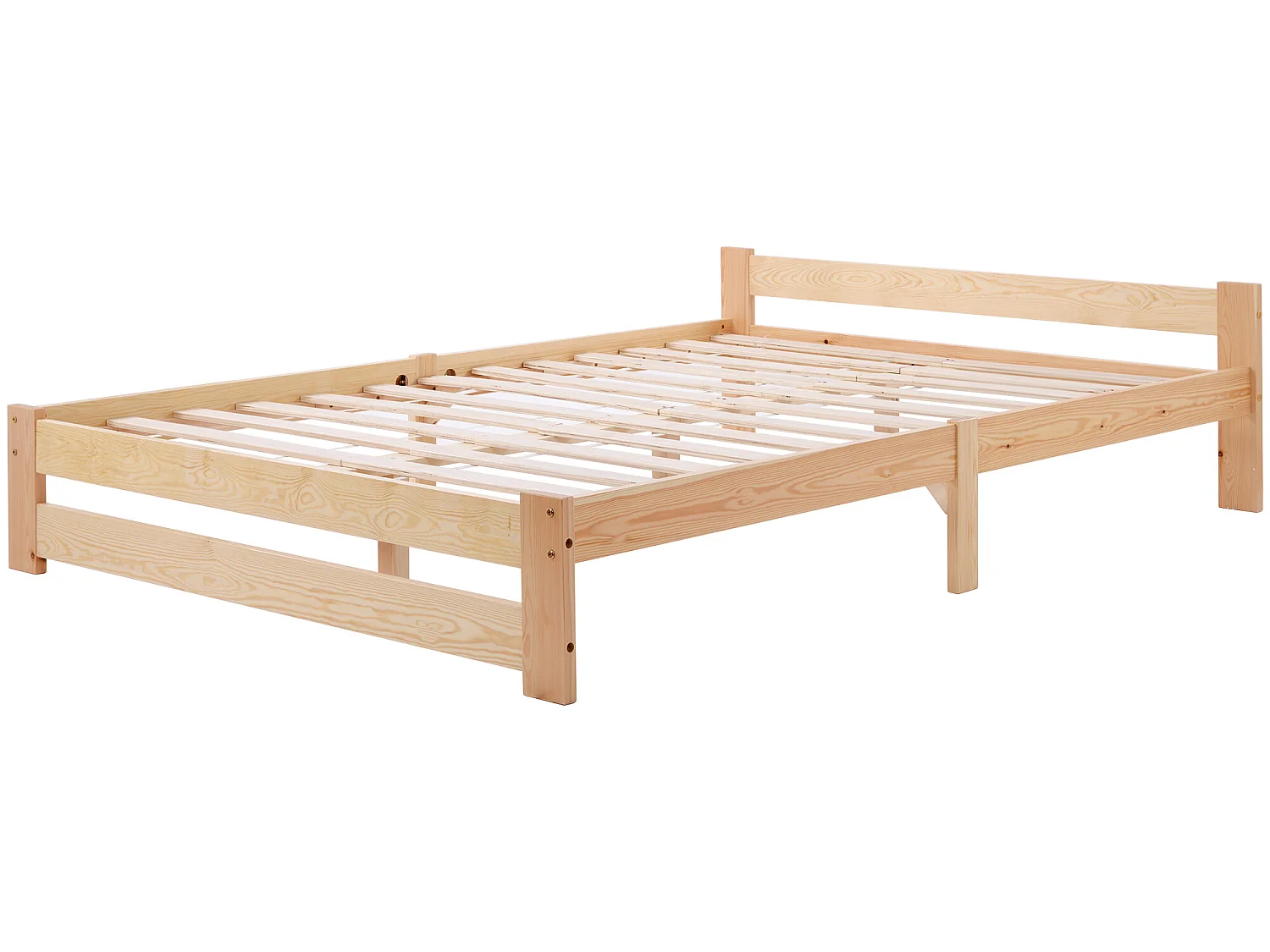 Lit adulte - avec tête de lit et sommier à lattes , Naturel 200x140 cm - Sweiko