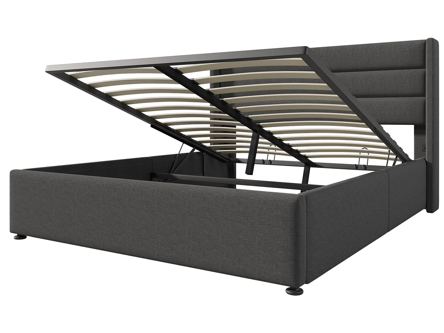 Lit coffre Lit de rangement - 140x200cm - gris - Sweiko