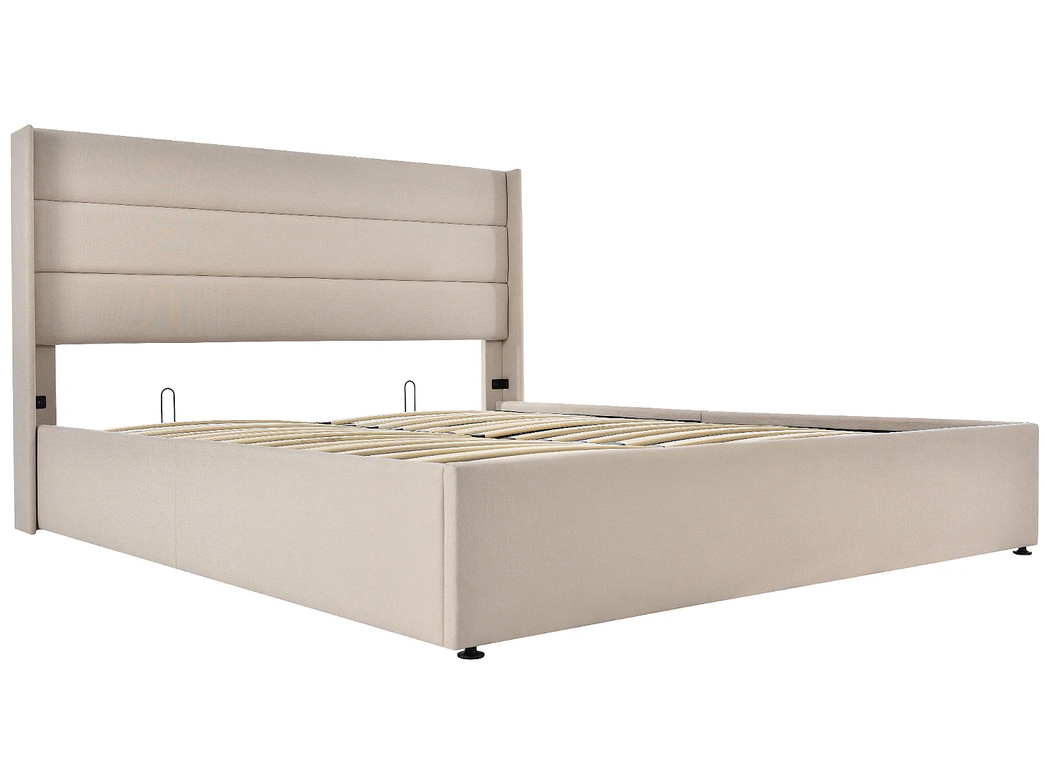 Lit coffre Lit de rangement - 140x200cm - beige - Sweiko