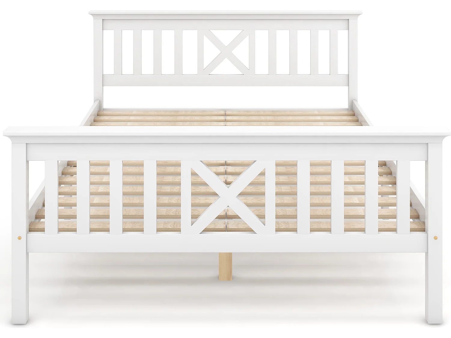 Lit adulte - avec sommier à lattes - Lit double 140 x 200 cm Blanc - Sweiko