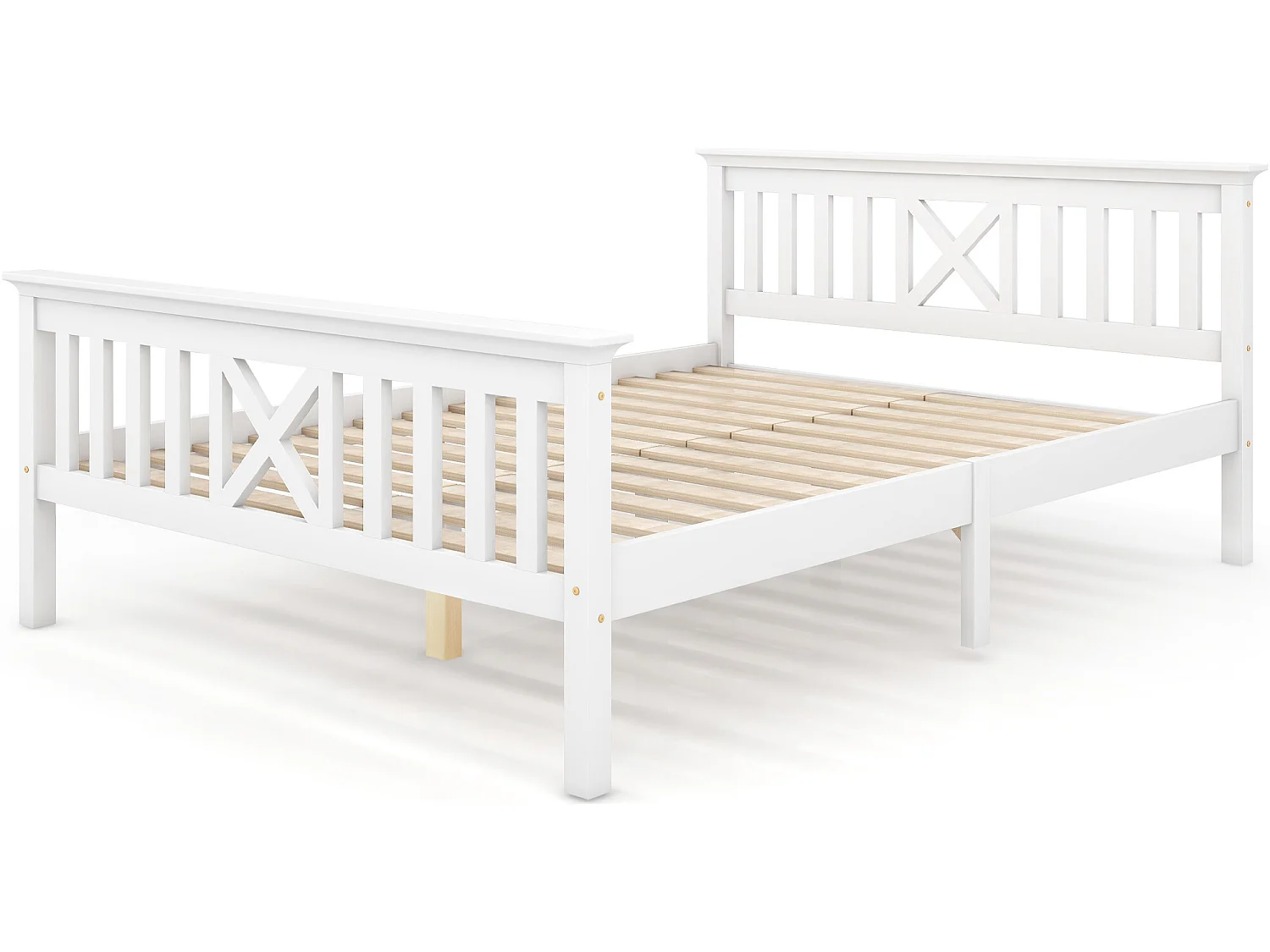 Lit adulte - avec sommier à lattes - Lit double 140 x 200 cm Blanc - Sweiko