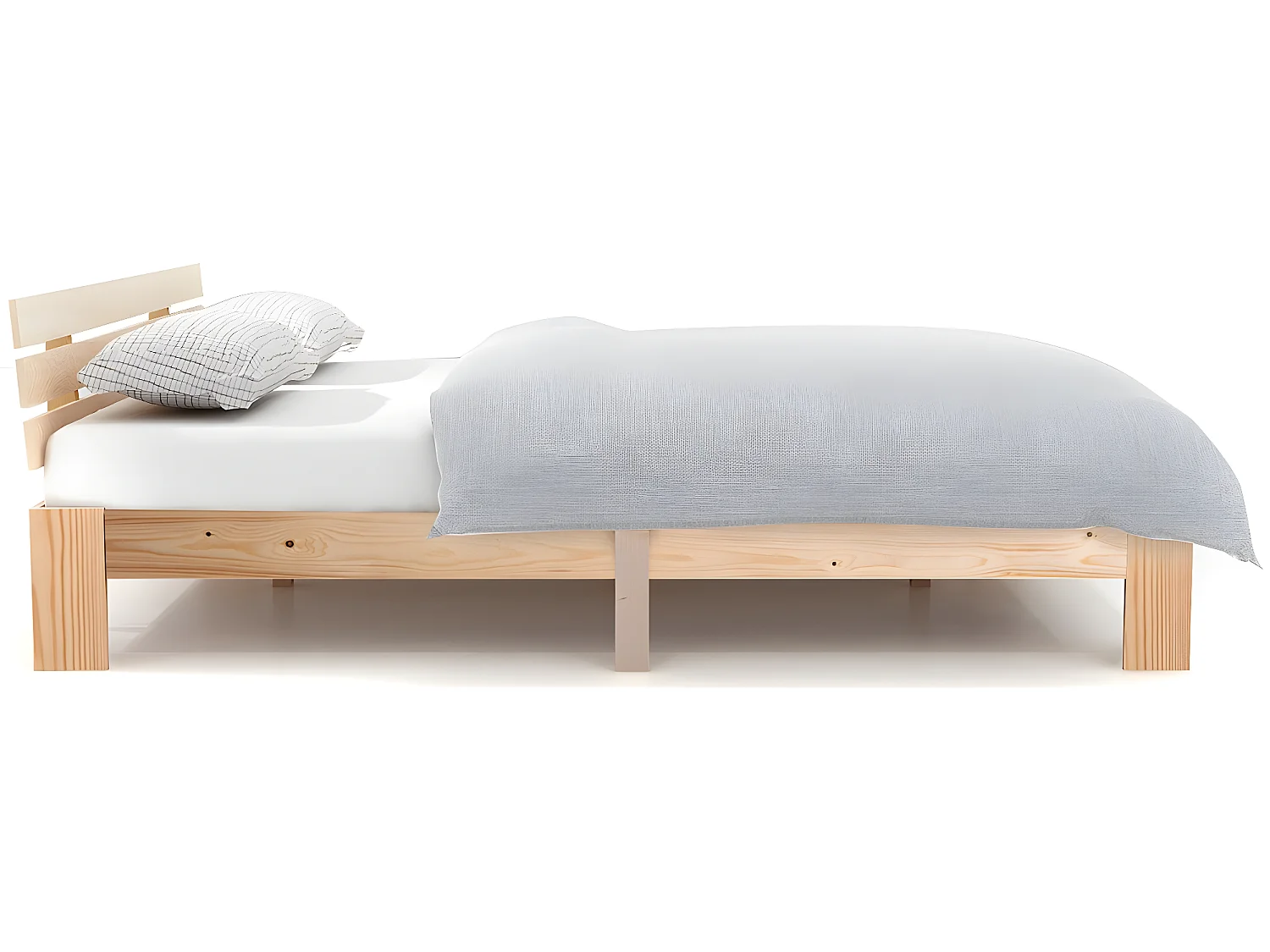 Lit adulte Lit en bois Lit double - 200 x 140 cm Bois massif Blanc - Sweiko