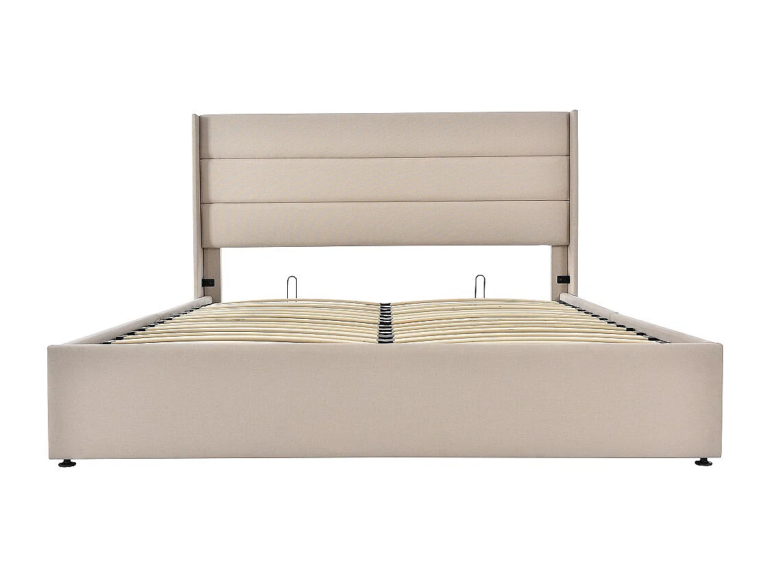 Lit coffre Lit de rangement - 160x200 cm en Lin Beige - Sweiko