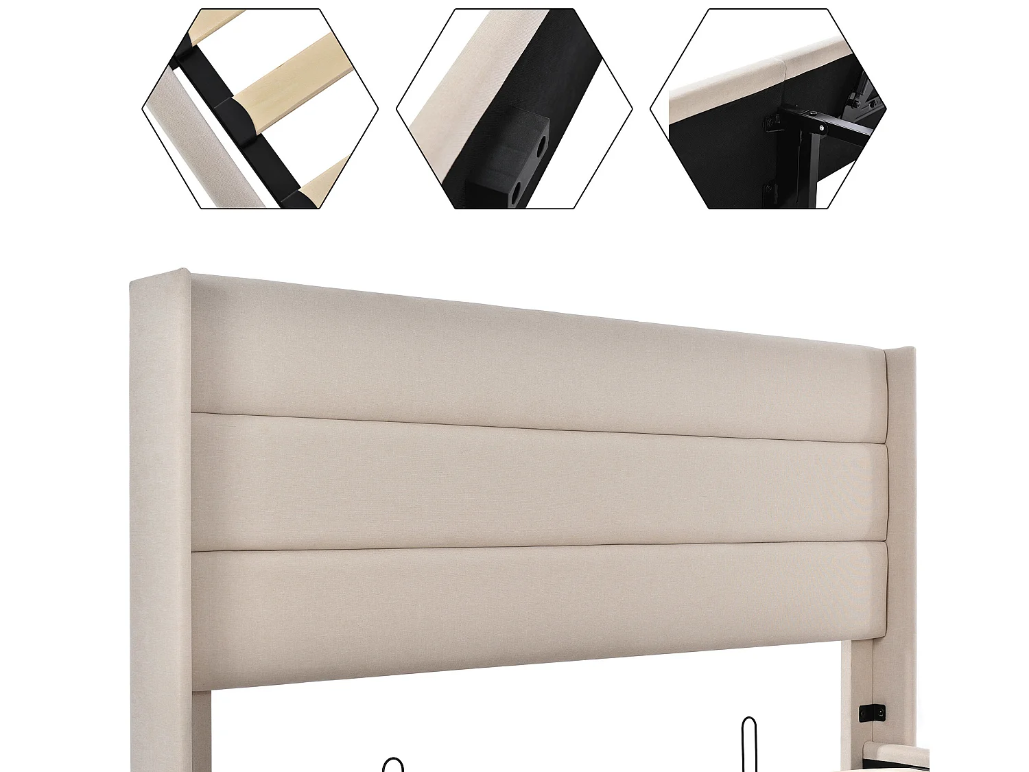 Lit coffre - 140x200 cm en Lin Beige - Sweiko