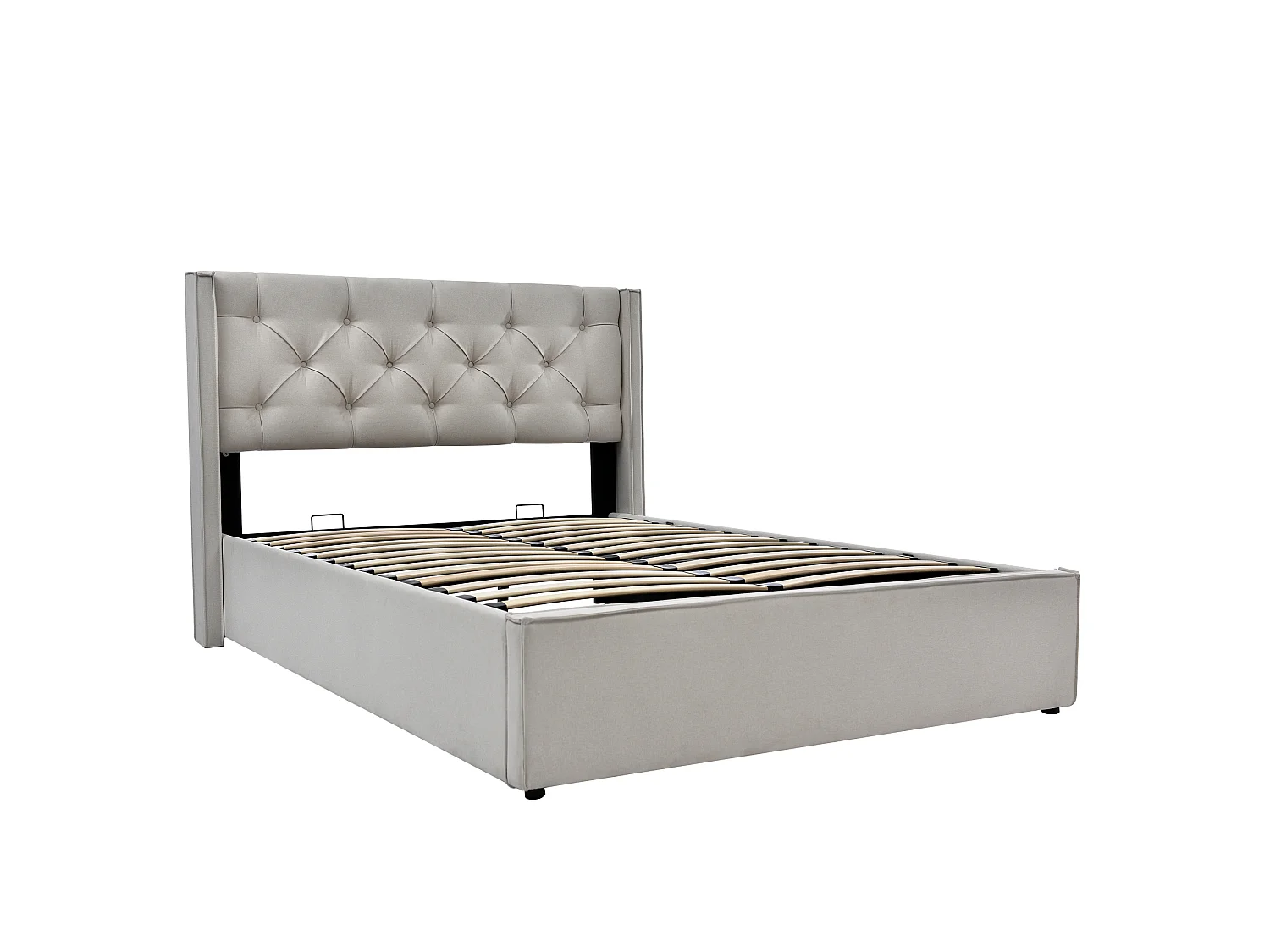 Lit coffre 140x200 cm - avec espace de rangement Lit double gris clair - Sweiko