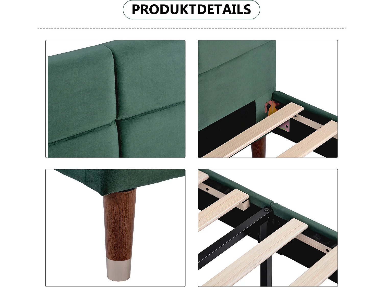 Lit adulte Canapé lit adulte junior avec sommier à lattes 140x200cm - velours vert - Sweiko