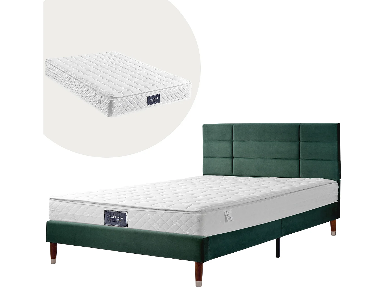 Lit adulte Canapé lit adulte junior avec sommier à lattes 140x200cm - velours vert - Sweiko