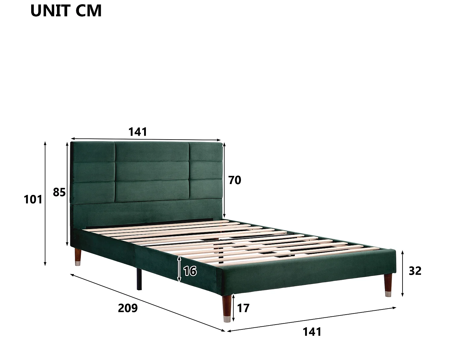 Lit adulte Canapé lit adulte junior avec sommier à lattes 140x200cm - velours vert - Sweiko