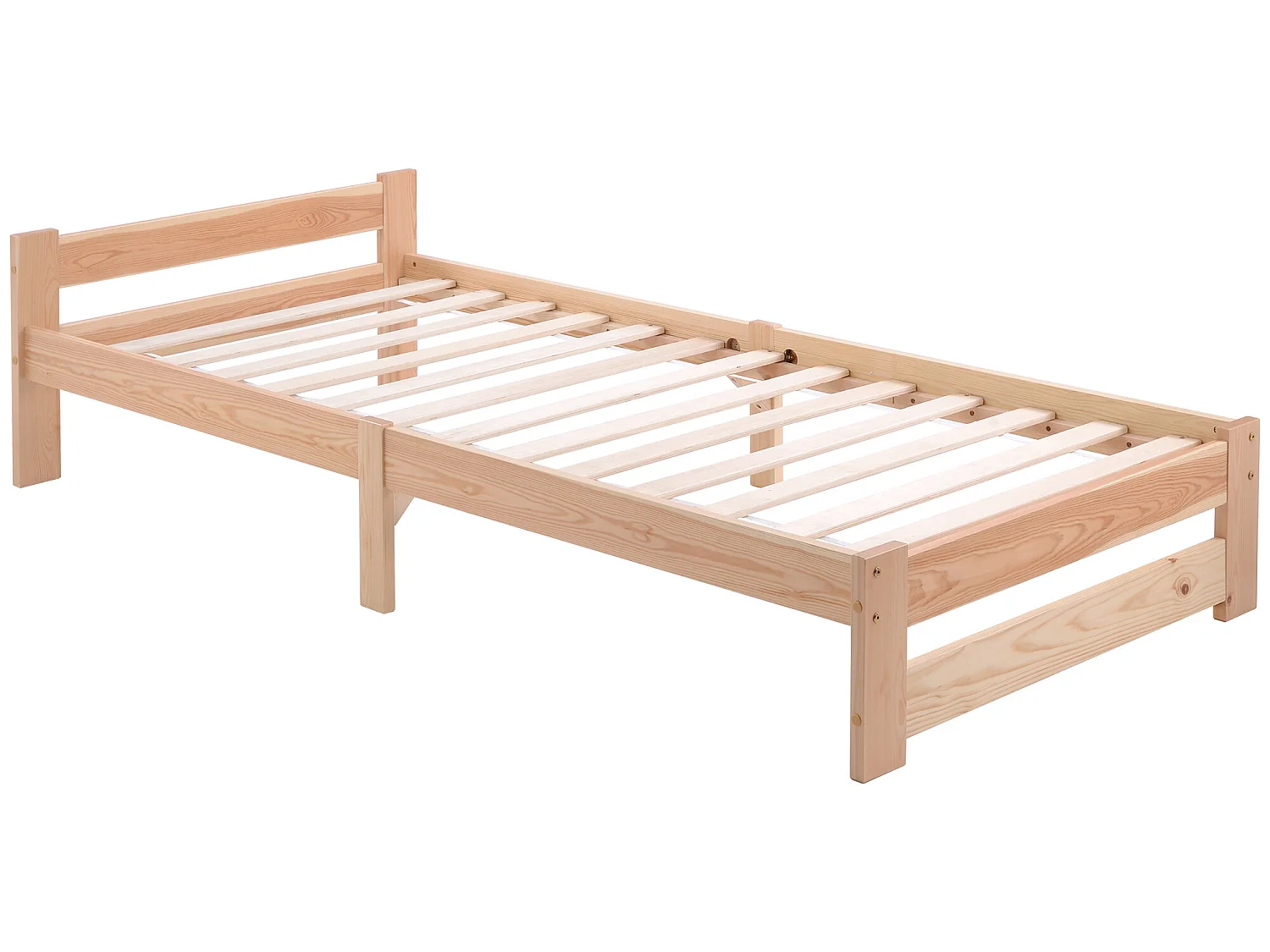 Lit adulte - avec tête de lit et sommier à lattes - Naturel 200x90 cm - Sweiko