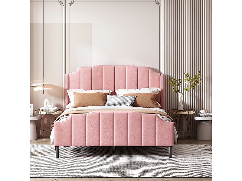 Lit adulte - sommier à lattes - Rose 140 x 200 cm - Sweiko