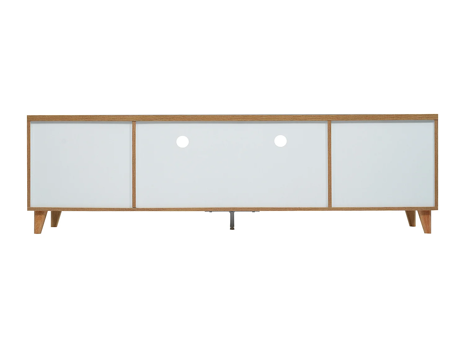 Mueble TV 175 cm - 5 puertas y 2 nichos - MDF - colores blanco y natural