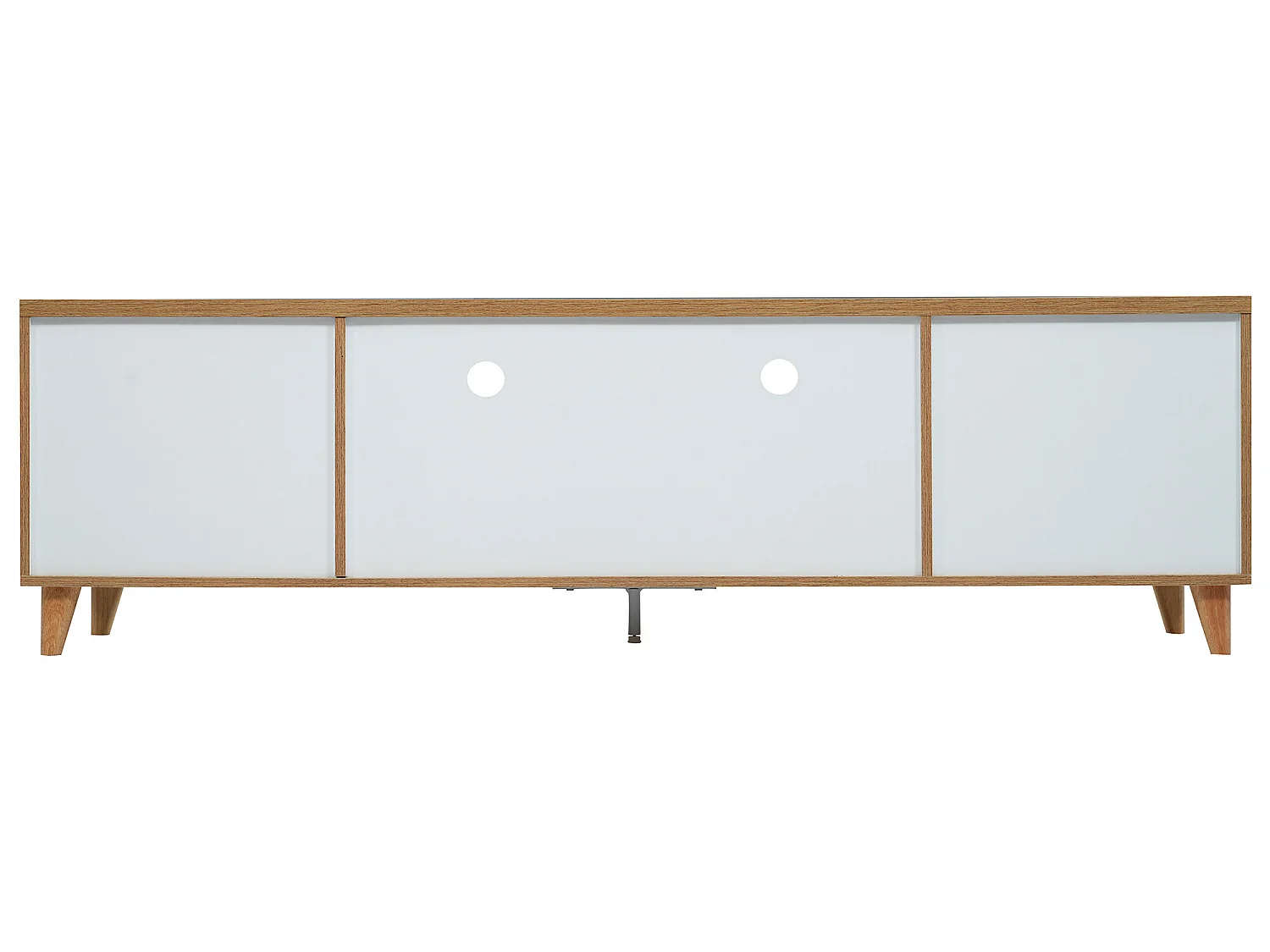 Mueble TV 175 cm - 5 puertas y 2 nichos - MDF - colores blanco y natural