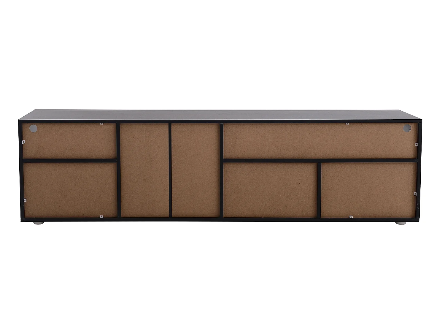 Meuble TV 180 cm - 3 portes et 3 niches - LEDs - laqué noir brillant