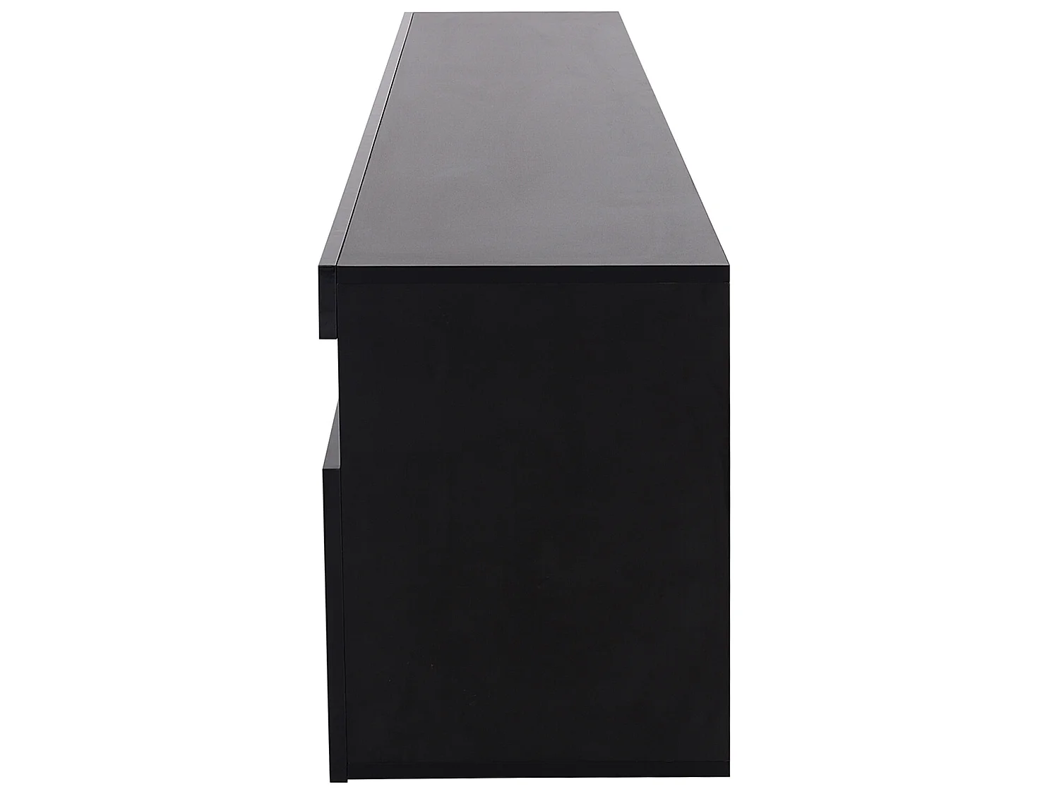 Meuble TV 180 cm - 3 portes et 3 niches - LEDs - laqué noir brillant