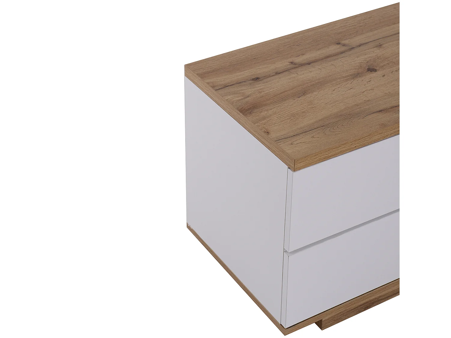 Meuble TV 180 cm - 5 portes et 2 niches - MDF - placage naturel et blanc