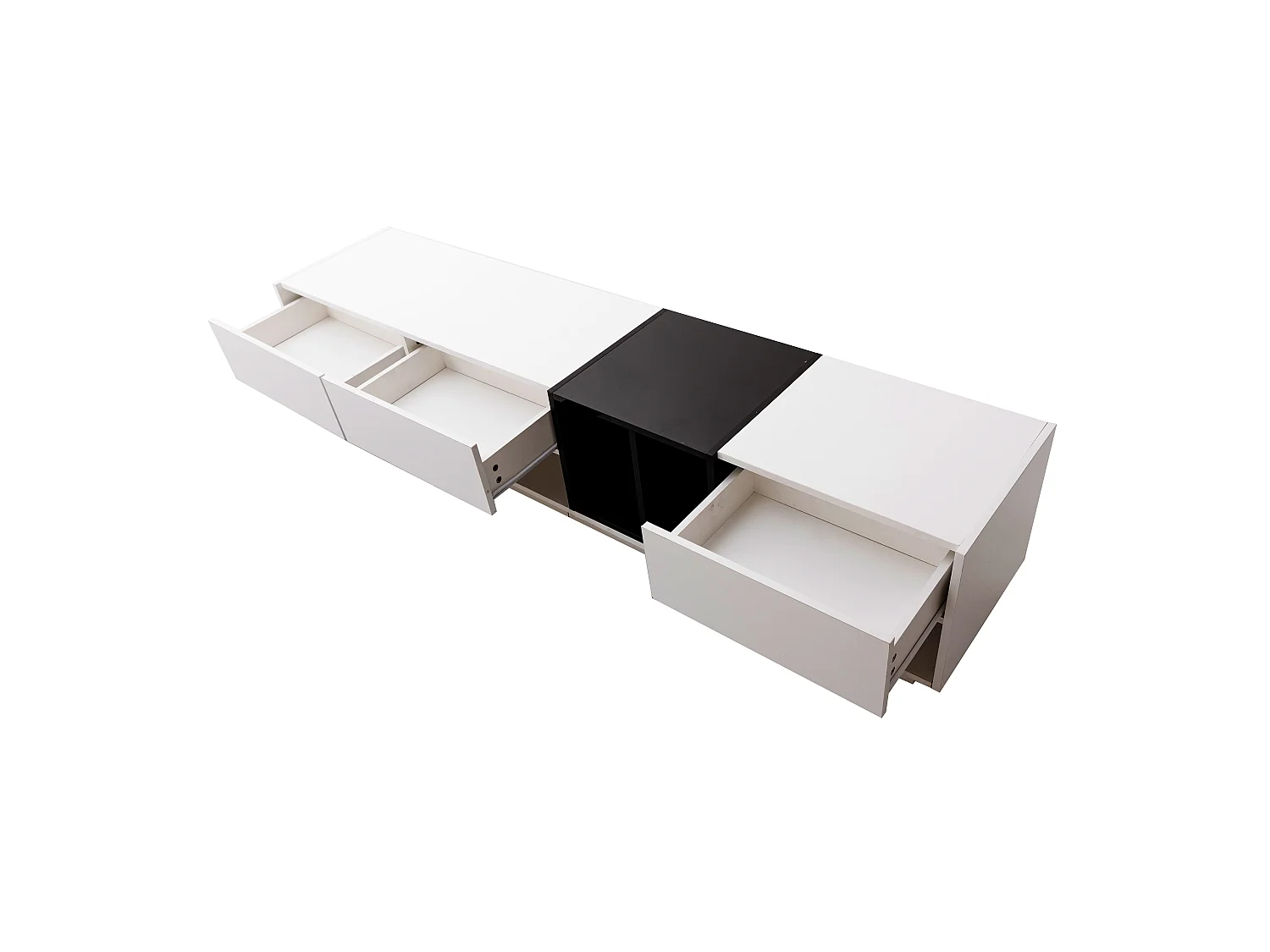 Móvel TV 190 cm - 3 gavetas e 4 nichos - aglomerado - cores branco e preto