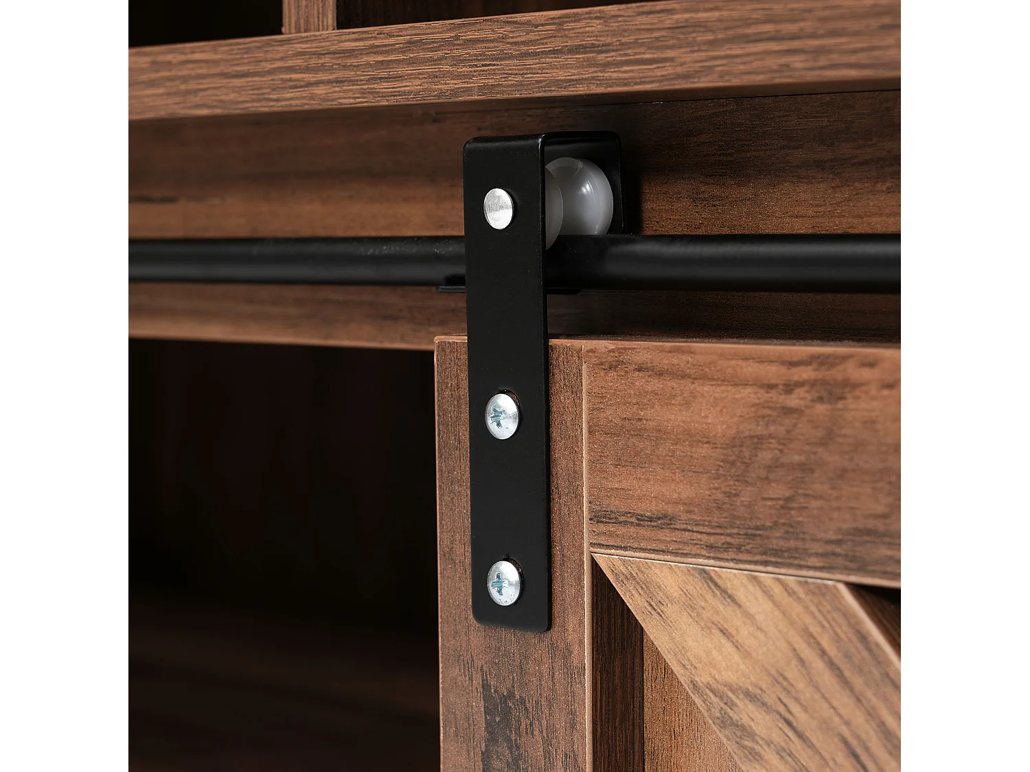 TV-meubel 150 cm - 2 schuifdeuren, 2 lades en 3 verstelbare planken - LED's - bruin houtlook