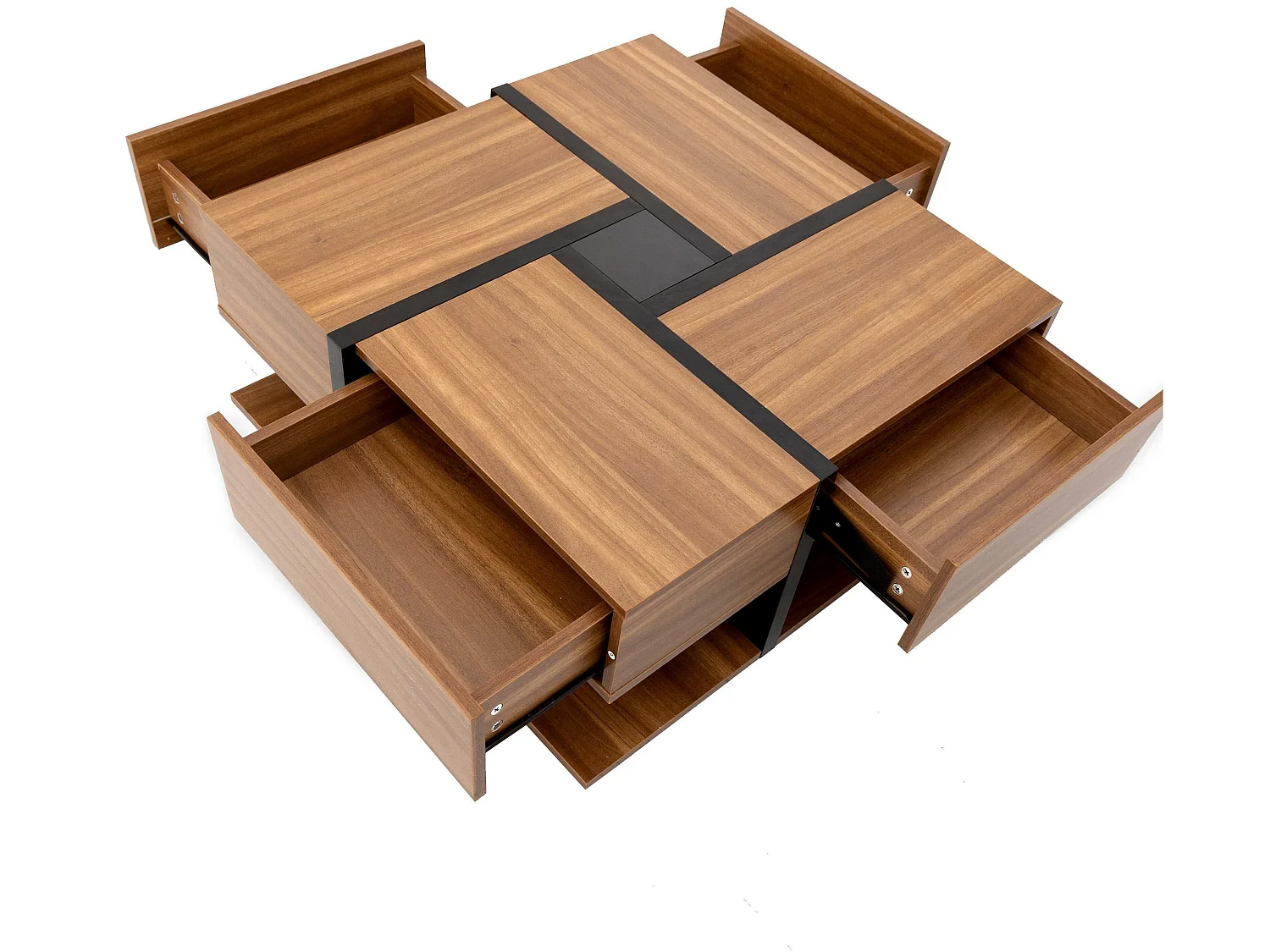 Table basse - 4 tiroirs - panneaux de particules - coloris naturel