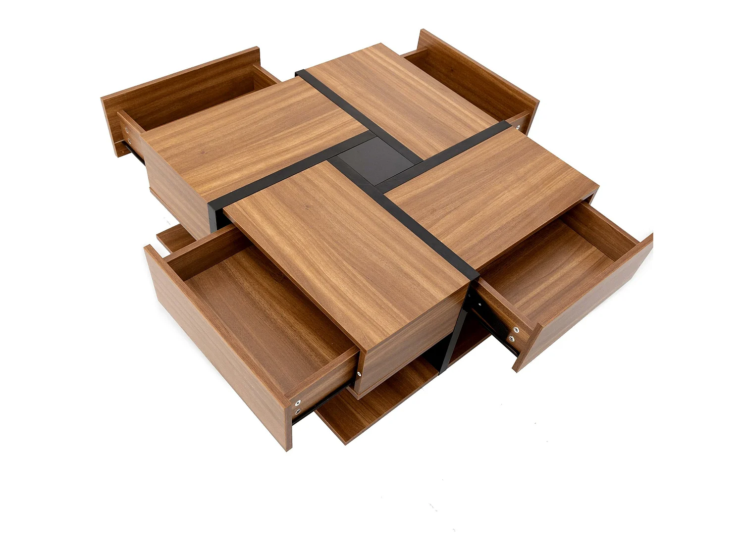 Mesa de centro - 4 cajones - tablero de partículas - color natural