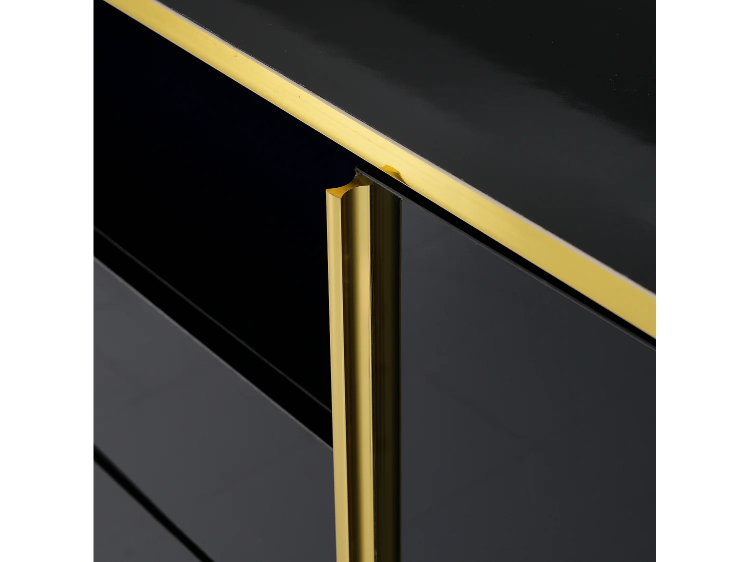 Buffet avec 4 portes et 2 tiroirs en panneaux de particules - leds - noir brillant