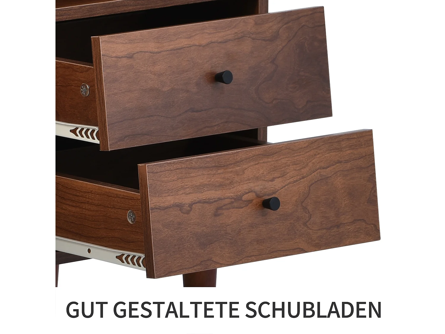 Dressoir met 3 deuren en 2 lades in spaanplaat - rotan effect - bruine kleur