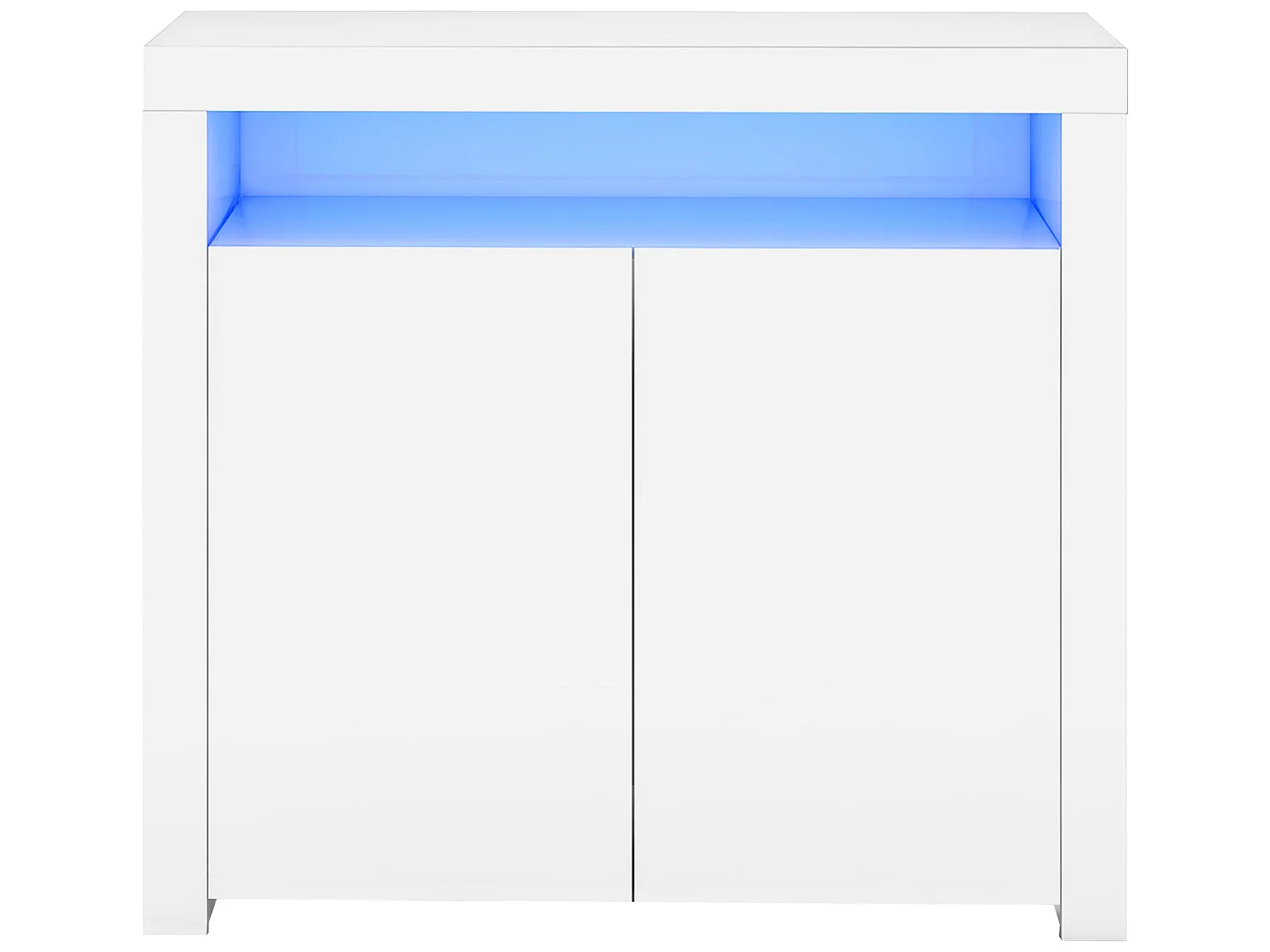 Komoda z 2 drzwiami i 2 półkami z płyty MDF - z diodami LED - lakierowana na biało