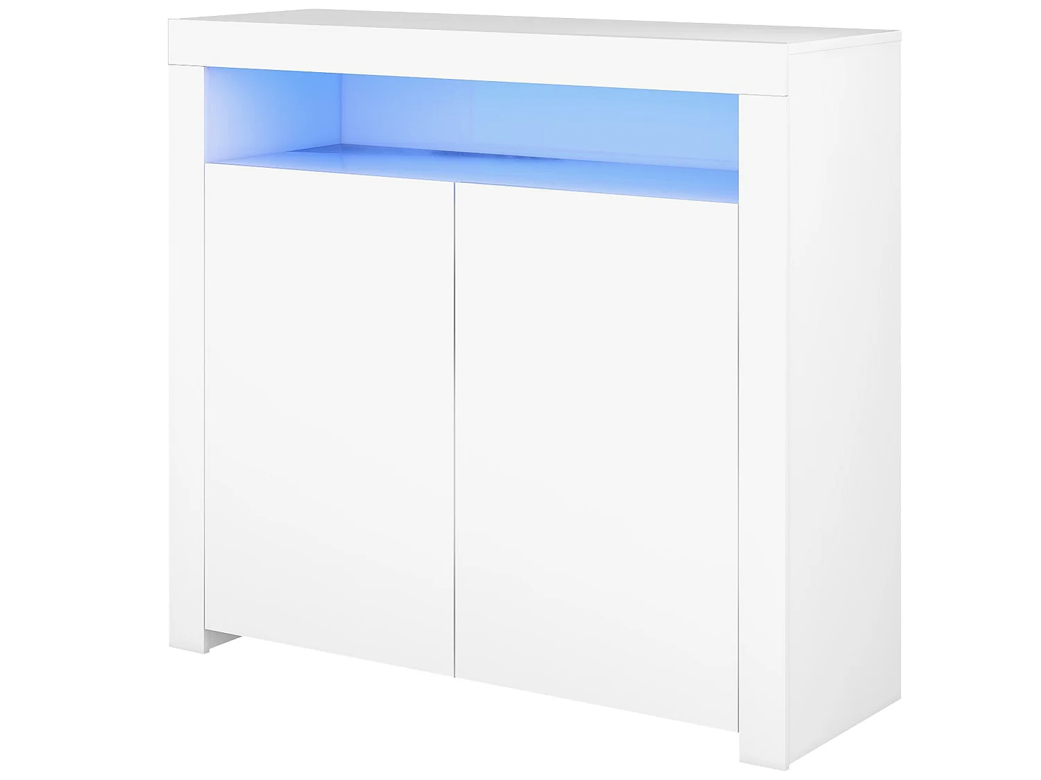 Komoda z 2 drzwiami i 2 półkami z płyty MDF - z diodami LED - lakierowana na biało