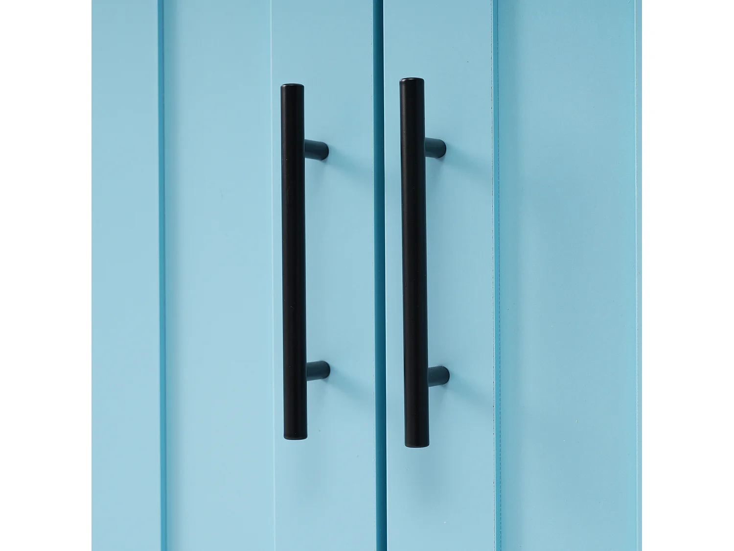 Credenza con 3 ante e 2 cassetti - pannello di prolunga in legno massello venato - 5 ruote / gambe in legno massello - blu