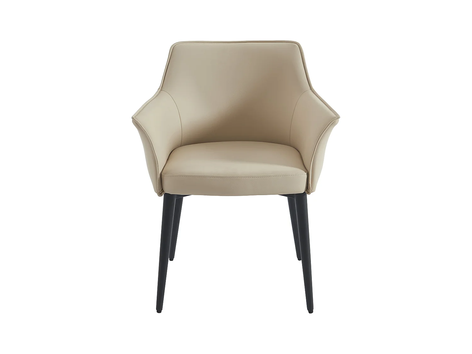 Lote de 6 sillas con reposabrazos de cuero sintético y metal negro - Beige - MIALOV