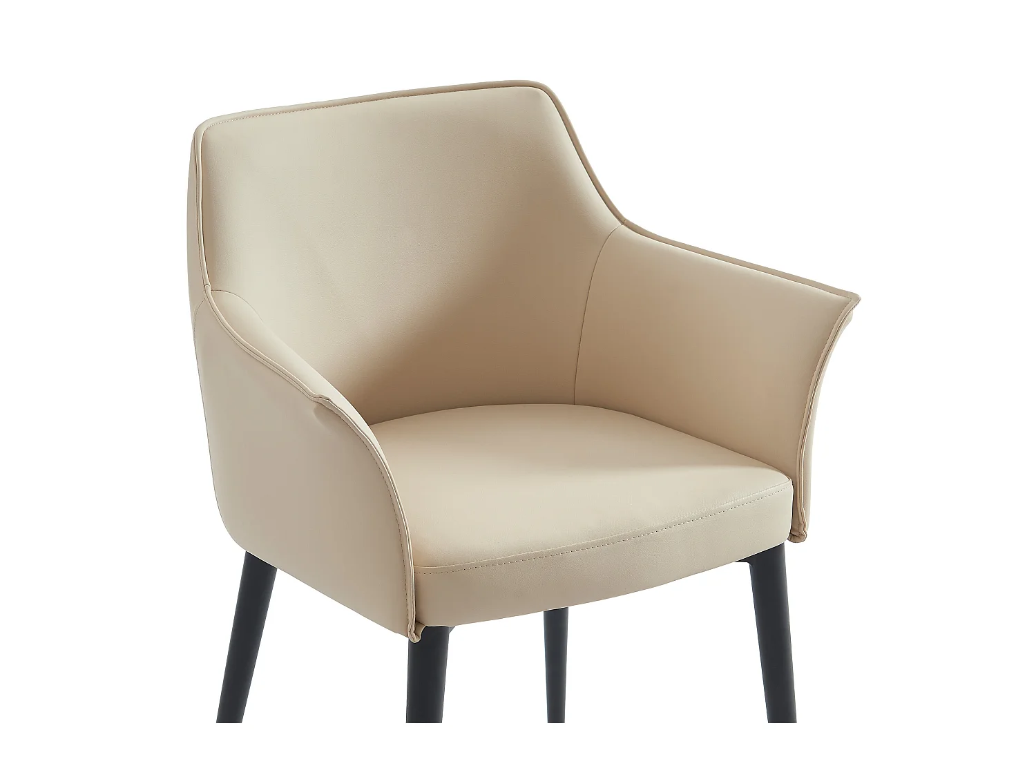 Lote de 6 sillas con reposabrazos de cuero sintético y metal negro - Beige - MIALOV