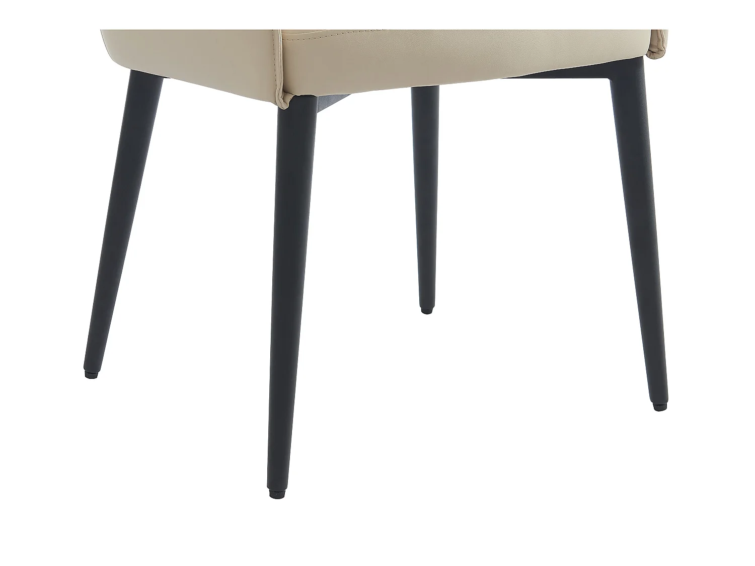 Lote de 6 sillas con reposabrazos de cuero sintético y metal negro - Beige - MIALOV