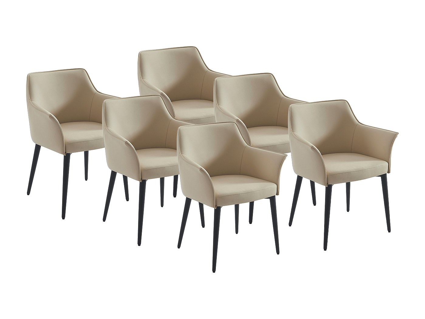Lot De 4 Chaises Salle à Manger ML DESIGN - Simili Anthracite, Accoudoirs, Dossier Rembourré - Neuf