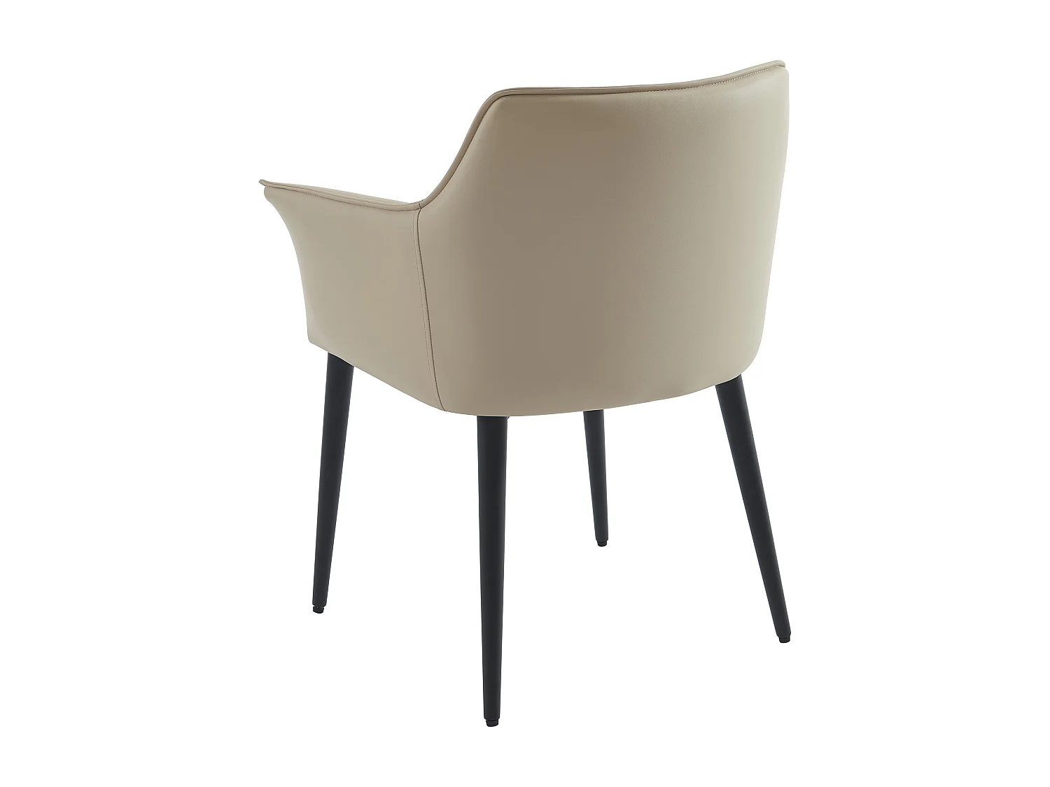 Lot de 6 chaises avec accoudoirs en simili et métal noir - Beige - MIALOV