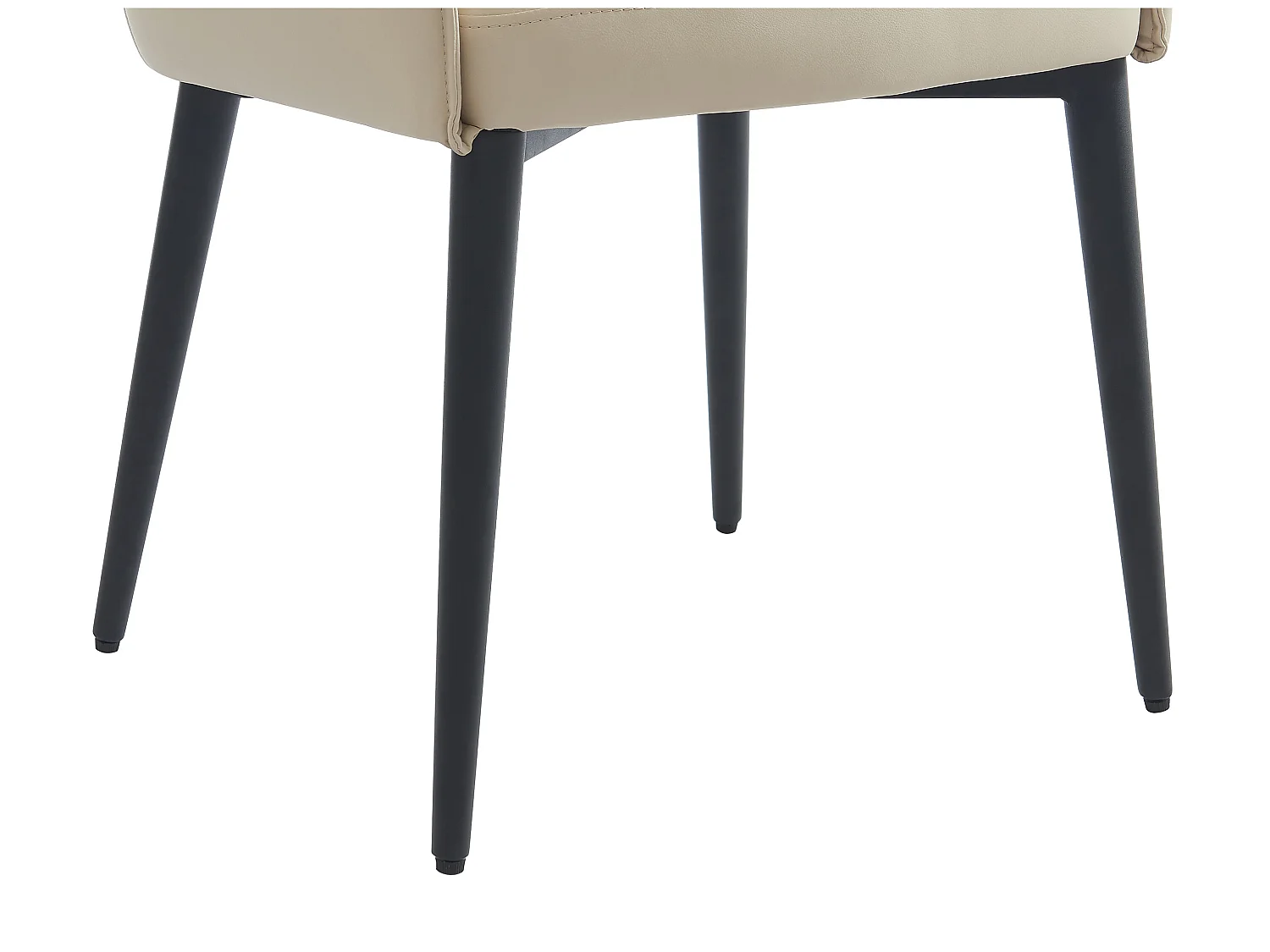 Lot de 6 chaises avec accoudoirs en simili et métal noir - Beige - MIALOV